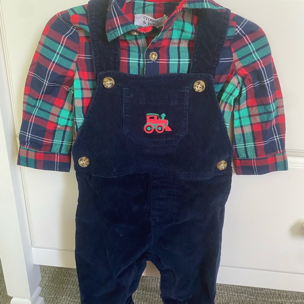 Crown & Ivy Red and Green Overalls